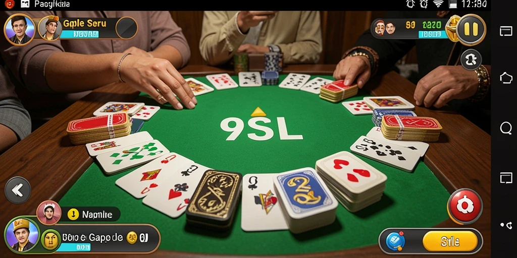 Screenshot gameplay Gaple di 9SL menunjukkan suasana kompetitif dan menyenangkan.