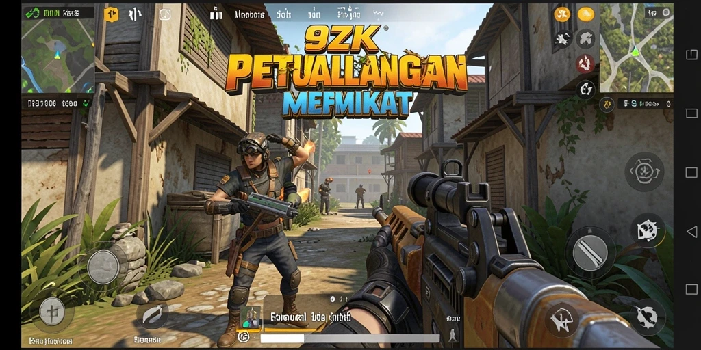 Tangkapan layar gameplay 9ZK menampilkan aksi tembak-menembak yang intens.
