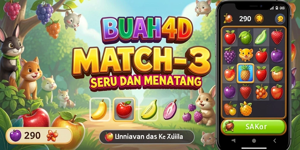 Gameplay seru BUAH4D dengan grafis berwarna-warni dan tantangan seru.