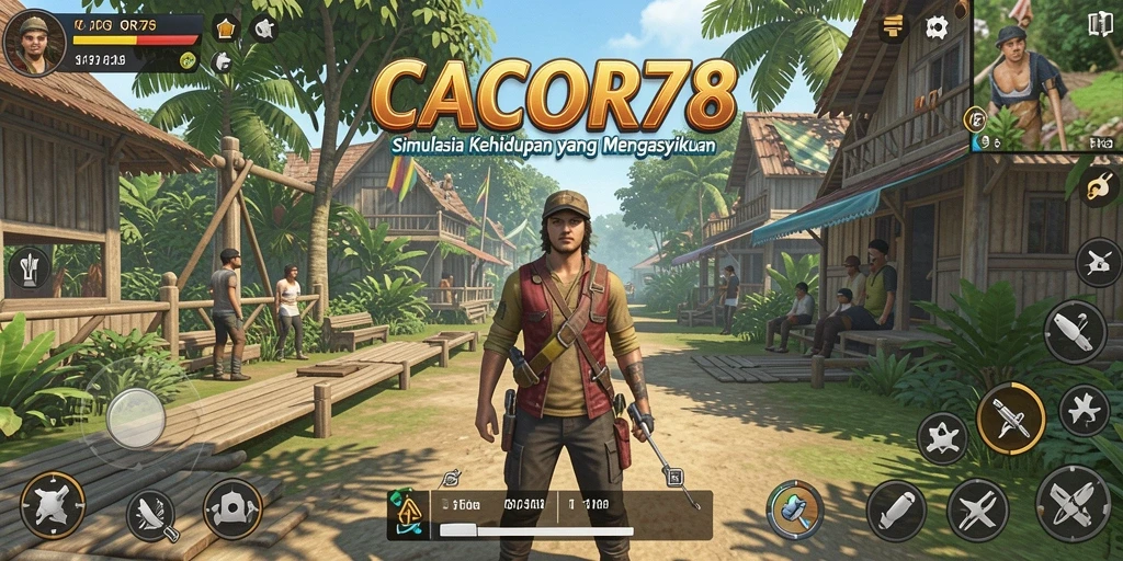 Screenshot menampilkan gameplay CACOR78 yang penuh warna dan interaktif.