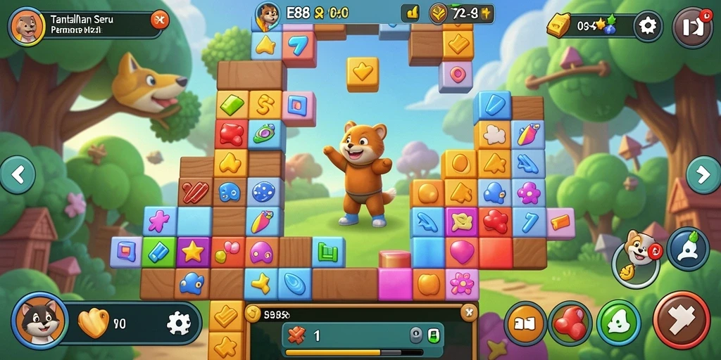 Tampilan gameplay seru E88 yang menantang pemain menyusun puzzle.