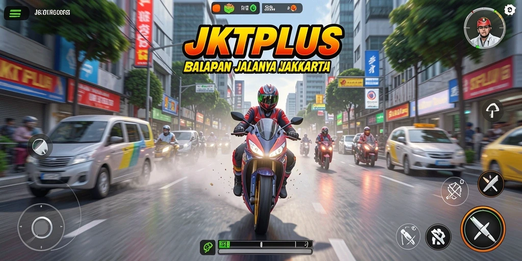 Tampilan seru permainan balapan motor di Jakarta.