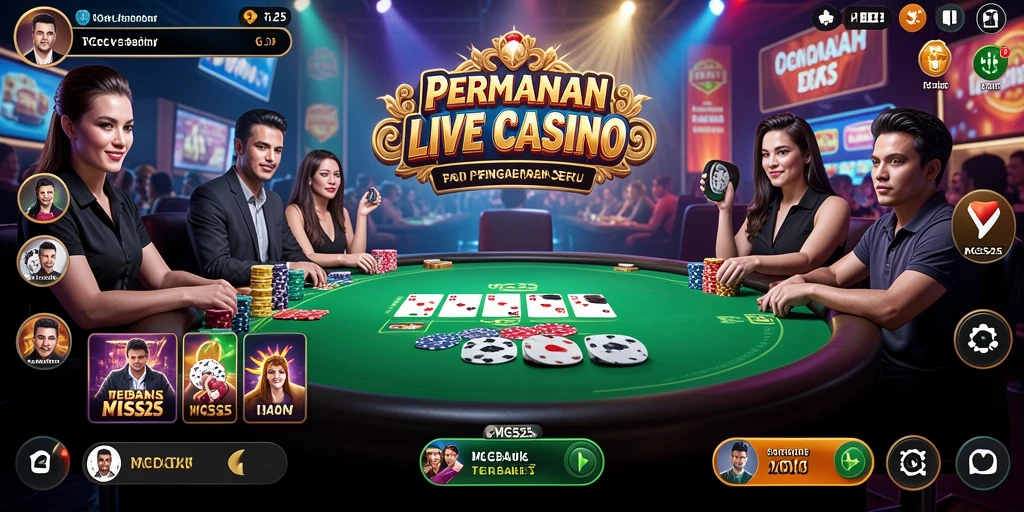 Tampilan gameplay Live Casino MG525 dengan dealer profesional dan interaksi langsung.