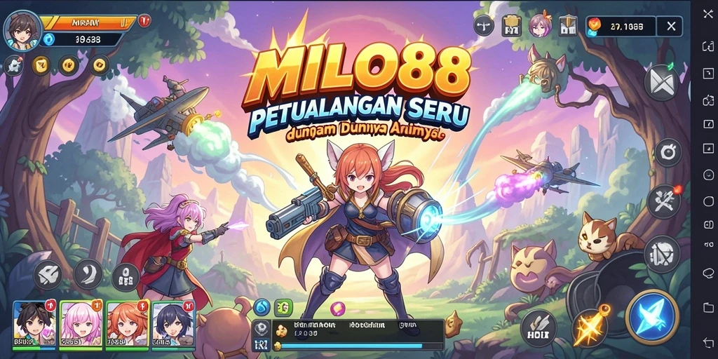 Tampilan gameplay seru dengan karakter anime yang menarik.