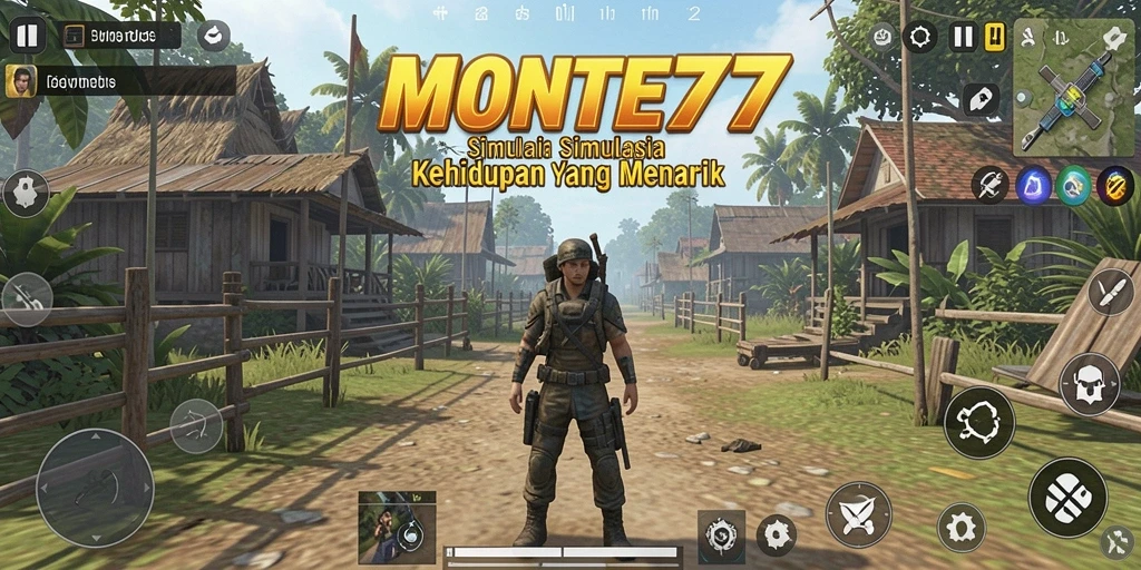 Tampilan screenshot MONTE77 yang menampilkan gameplay simulasi penuh warna.