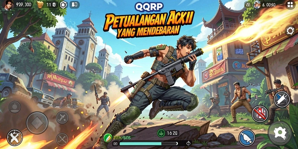 Tangkapan layar dari gameplay Action QQRP dengan pertarungan seru dan strategi.