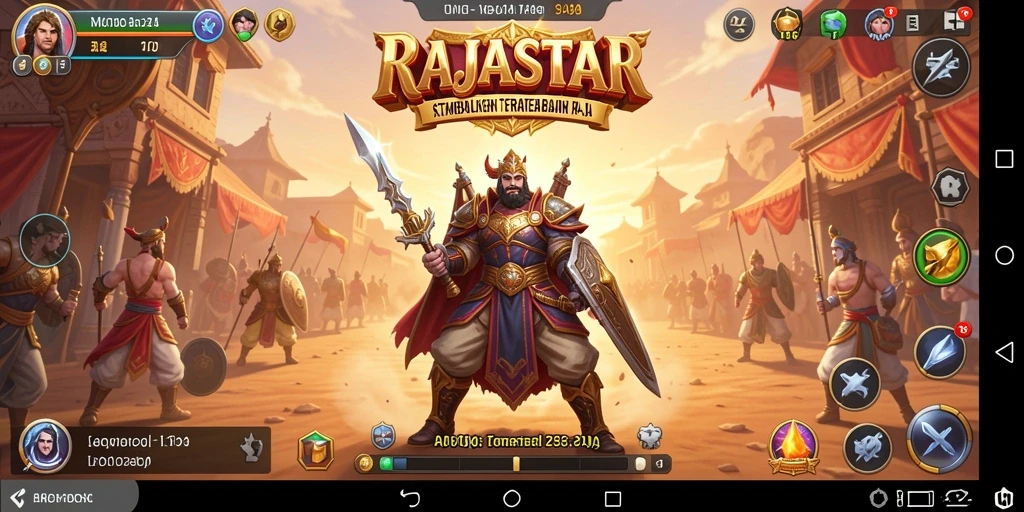 Tampilan gameplay RAJASTAR dengan pertempuran strategi yang intens.