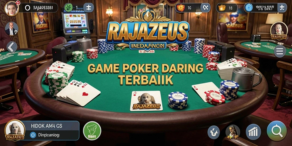 Tampilan screenshot RAJAZEUS yang menampilkan gameplay poker yang mendebarkan.