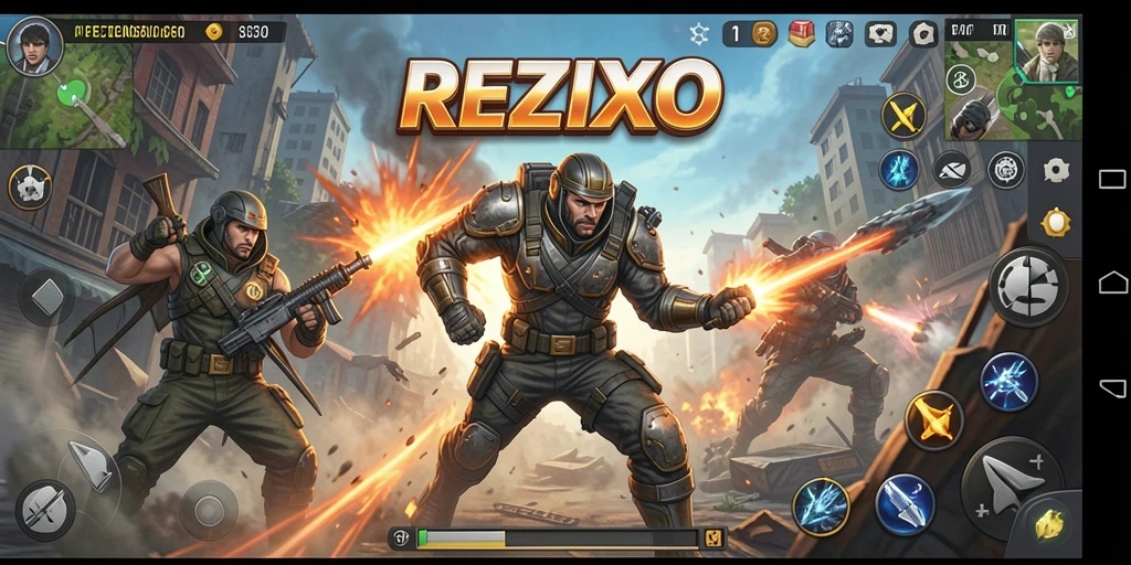 Tampilan gameplay REZIXO yang mendebarkan dan penuh aksi.