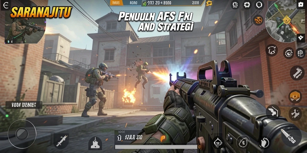 Screenshot gameplay SARANAJITU menunjukkan aksi tembak-menembak yang intens.